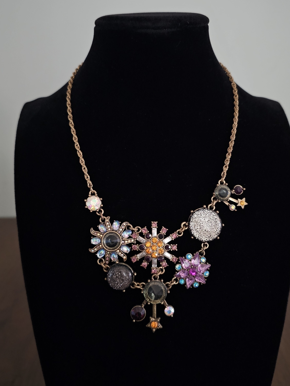 Betsey Johnson Statement Multicolor Crystal Floral Necklace - Women Jewelry